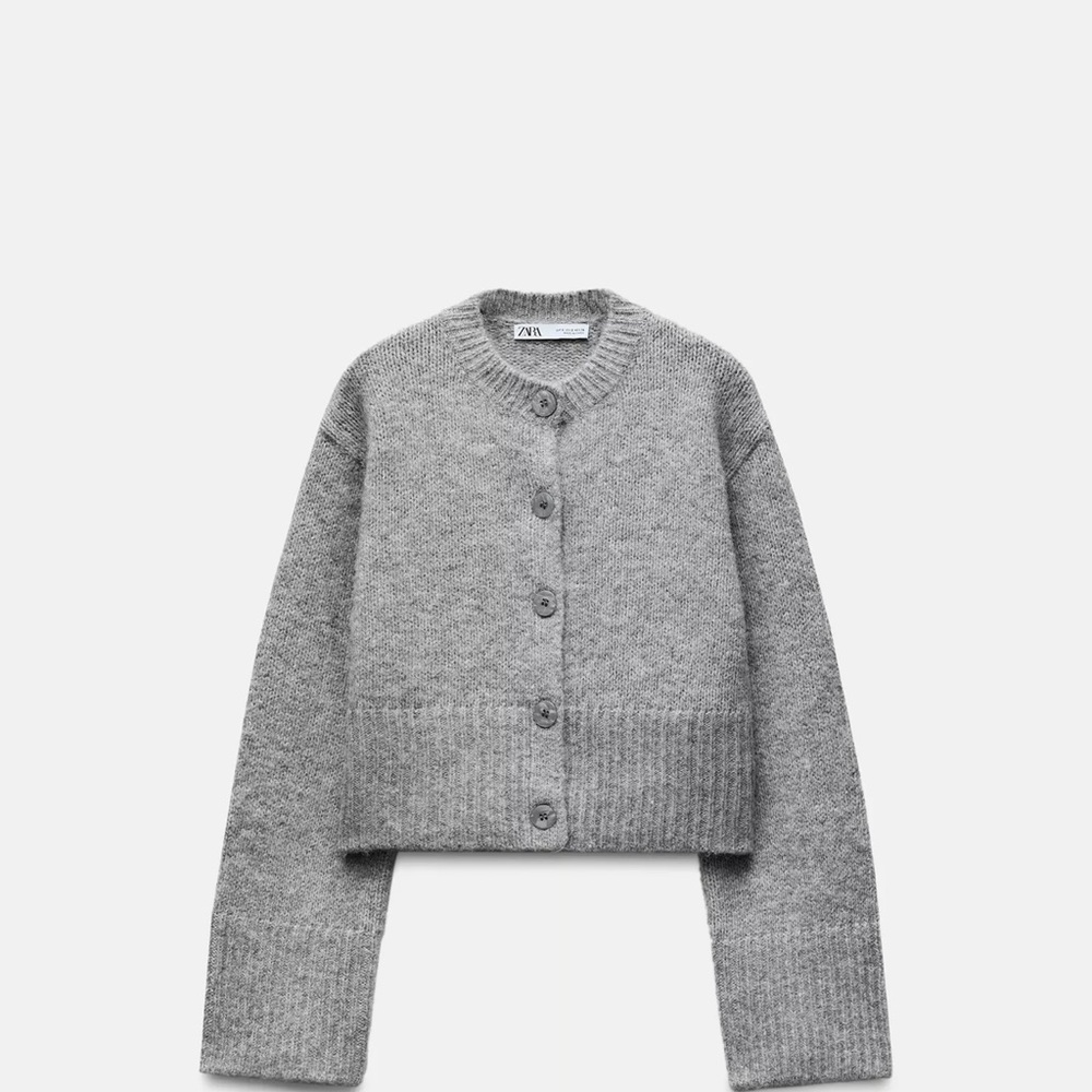 Zara Heather Gray Button-Up Sweater